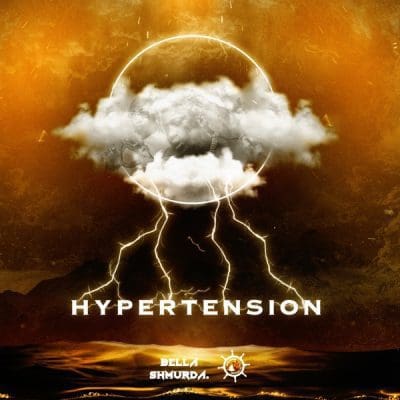 Bella-Shmurda-Hypertension-Album-9-scaled.jpg Album cover art featuring a cloud with lightning bolts against a dark, stormy background. The word "Hypertension" is prominently displayed in the center, with "Bella Shmurda" and "Victony" written below.
