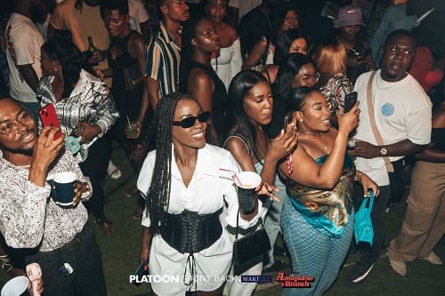 A group of people at a party unite to elevate African music. A group of people at a party unite to elevate African music.