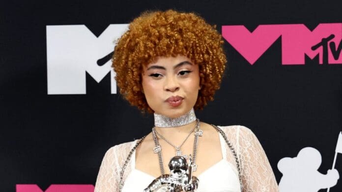 A woman with an afro posing on the red carpet at the MTV Music Awards. A woman with an afro posing on the red carpet at the MTV Music Awards.