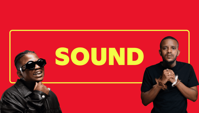 FTR_Sound.png Two individuals are posed against a red background, with the bold yellow word "SOUND" emblazoned between them, hinting at the global origins of Amapiano beats that resonate through their stance.