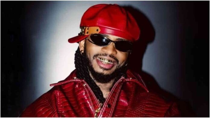 2gCCf8jYBBBkQE21VbR7fnRTkt49CjPZSIv31Q5I.jpg An African artiste flaunts a red leather jacket and matching beret, black sunglasses, and gold grills, posing confidently against a dark background—channeling the bold style of Diamond Platnumz, who boasts 10 million subscribers.